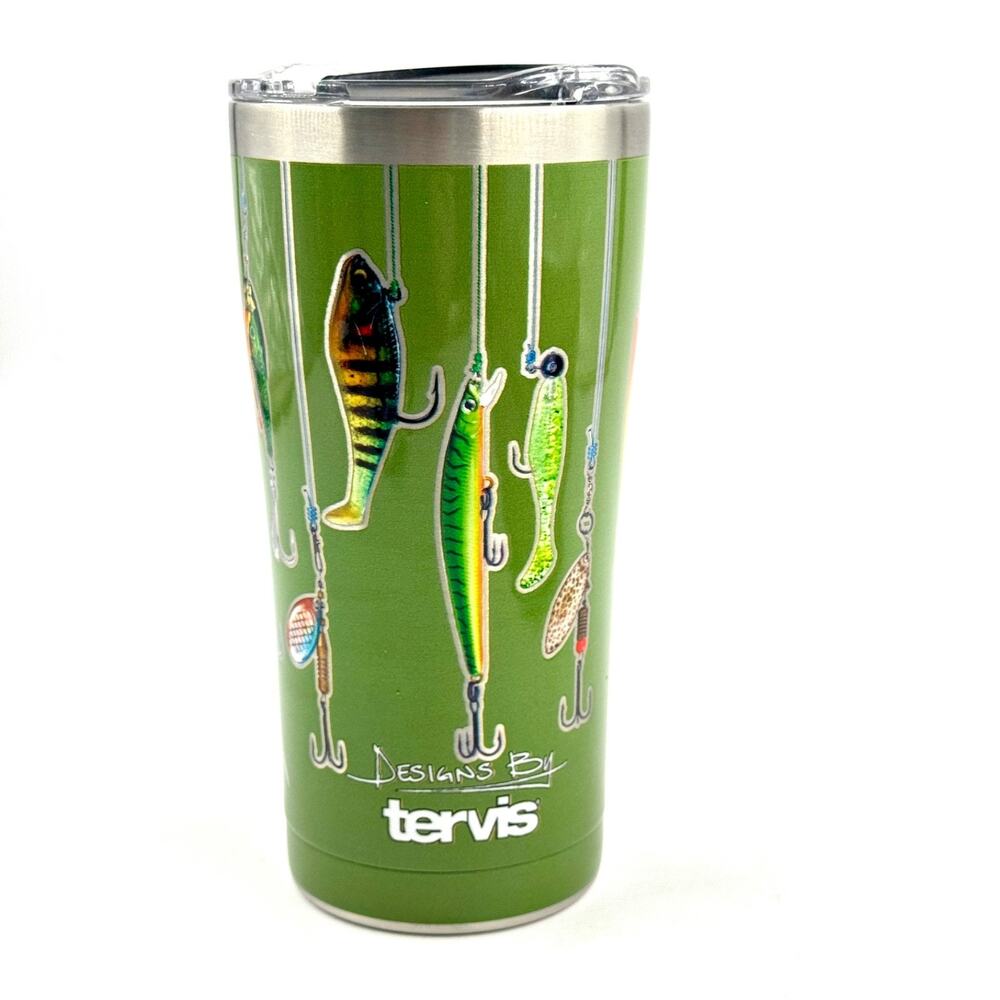 TERVIS Fishing Lures Tumbler Traveler Triple Walled Insulated Hot Cold Lid EX